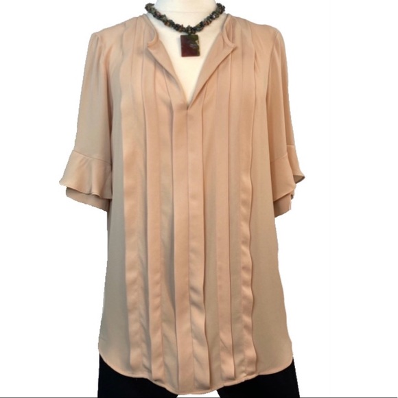 Ann Taylor subtly sheer and ruffle sleeves blouse - Picture 2 of 8